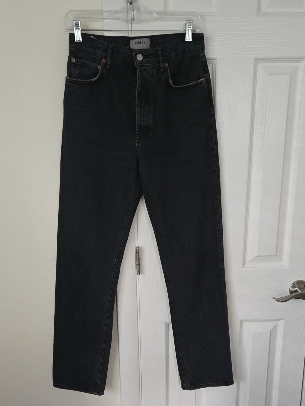 AGOLDE 90’s Pinch Waist High Rise Straight Jeans Hitch Organic Cotton Button Fly - Picture 2 of 12
